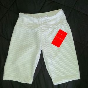 Medium, white biker shorts